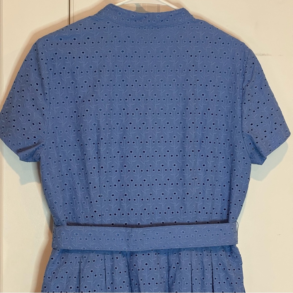 Brooks Brothers Blue Eyelet Button-Front Belted Dress - Picture 7 of 11